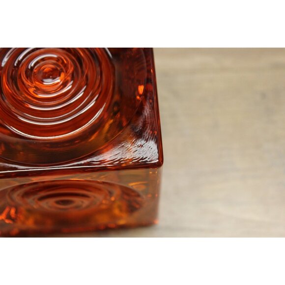 VIKING GLASS Bull’s Eye Candle Holder Orange‎ Persimmon Glimmer MCM Decor - Picture 10 of 12